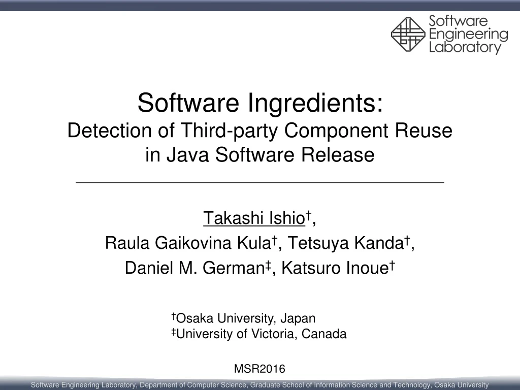 software ingredients detection of third party component reuse in java software release