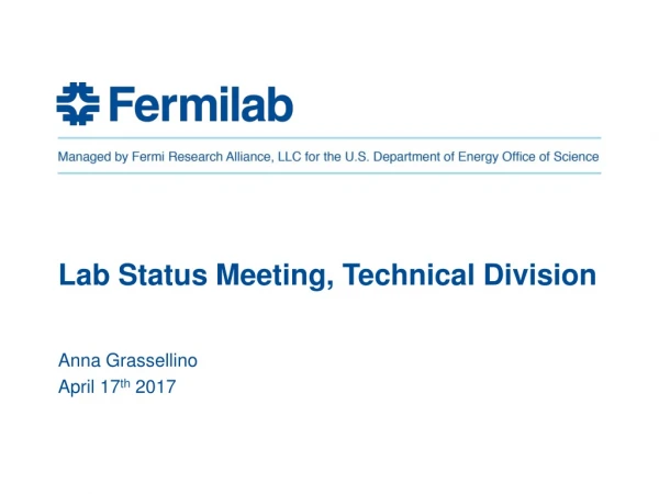 Lab Status Meeting, Technical Division