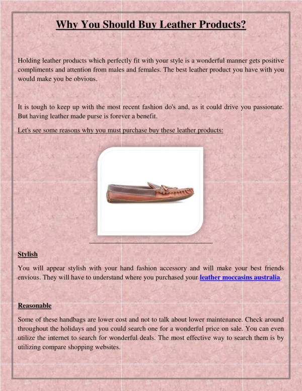 Why You Should Buy Leather Products?