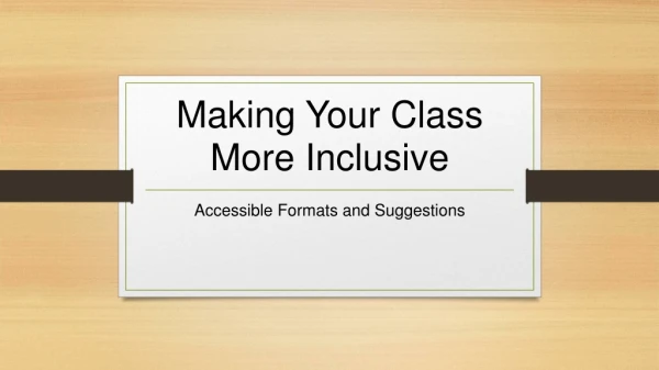 Making Your Class More Inclusive
