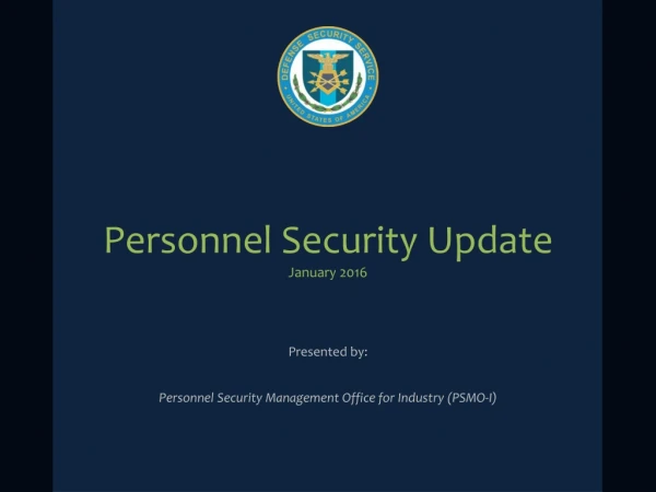 Personnel Security Update January 2016