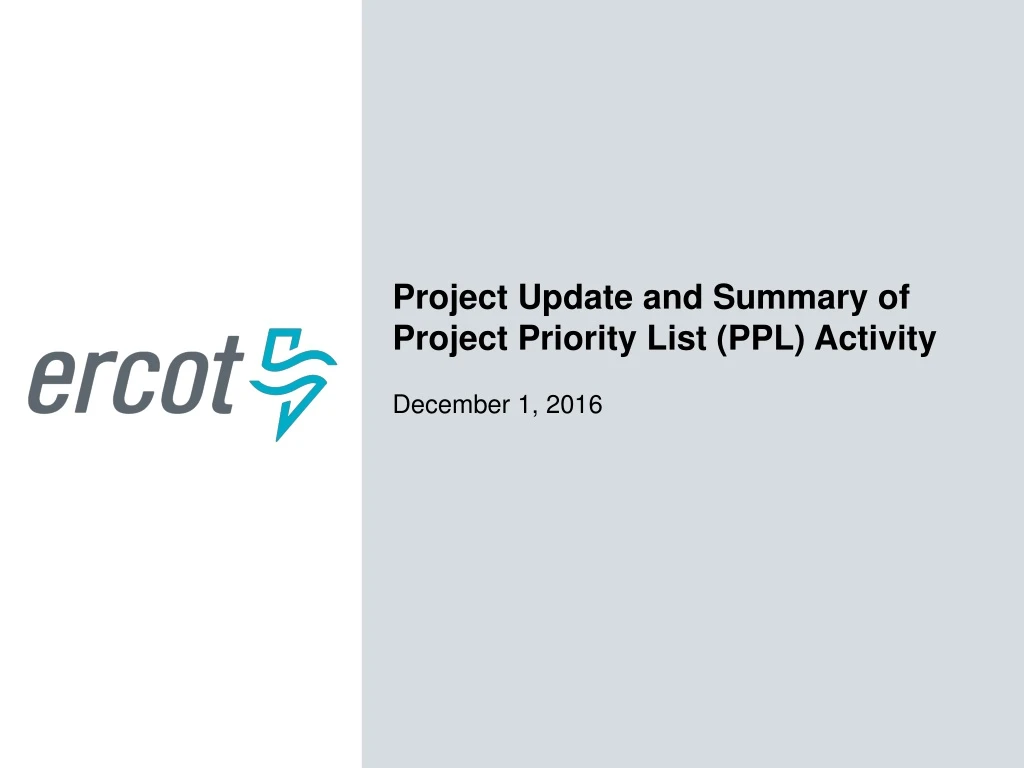 project update and summary of project priority