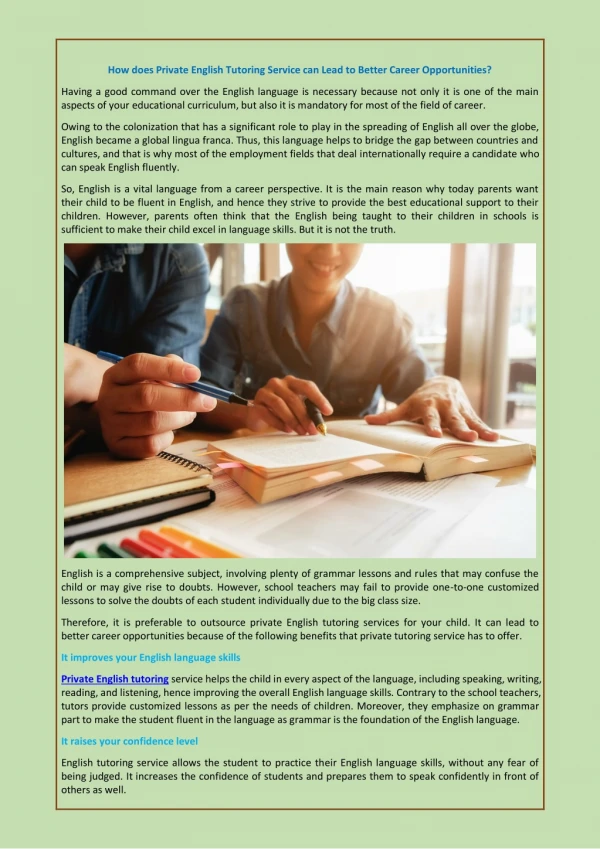 how does private english tutoring service