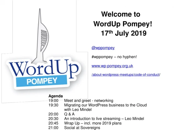Welcome to WordUp Pompey! 17 th July 2019