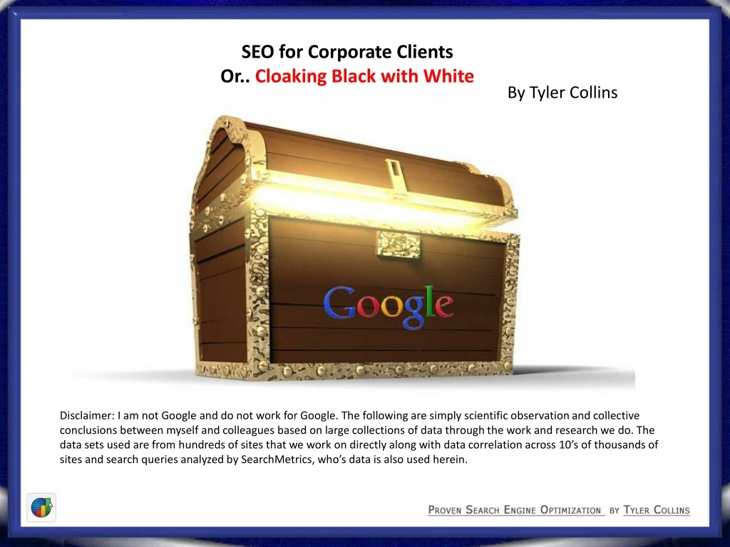 seo for corporate clients or c loaking black with