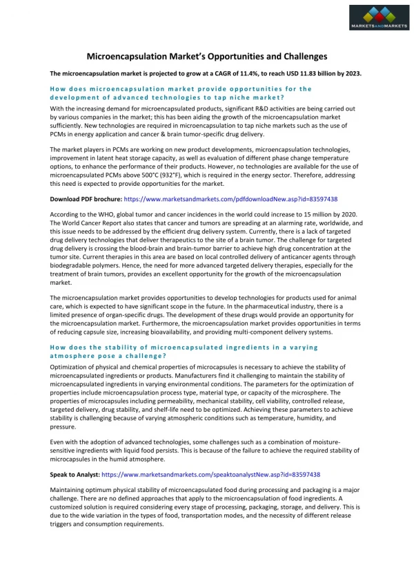 Microencapsulation Market’s Opportunities and Challenges