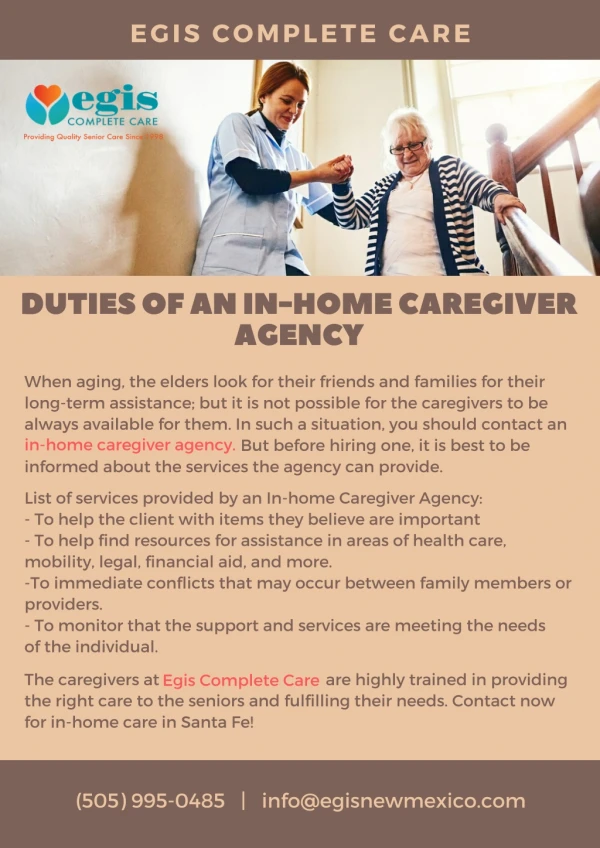 Duties of an In-Home Caregiver Agency