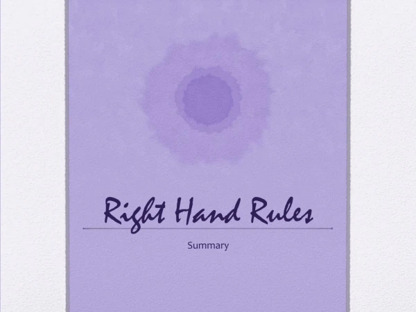 Right Hand Rules