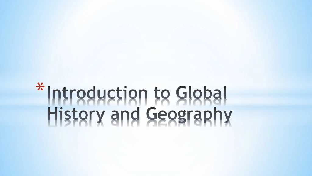 introduction to global history and geography