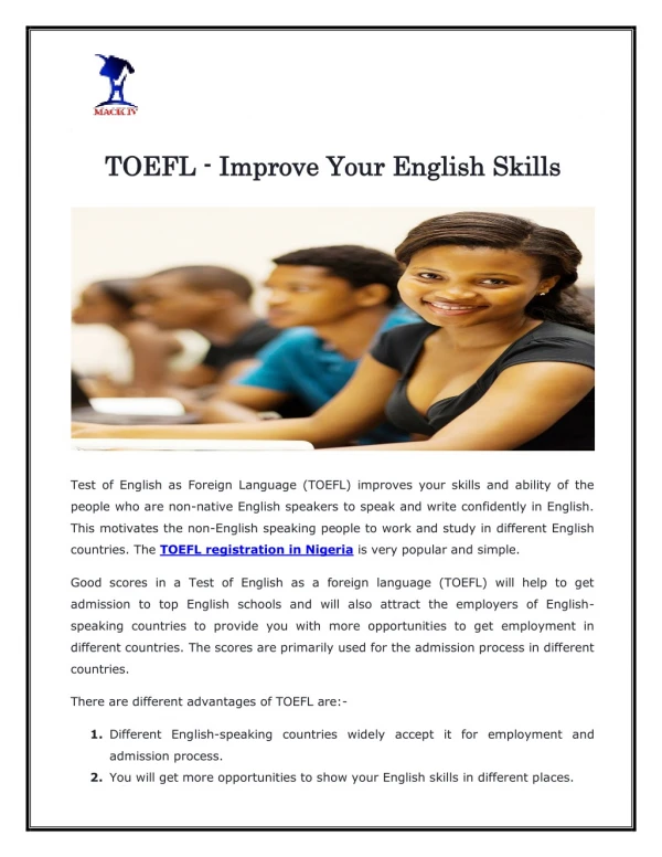 TOEFL - Improve Your English Skills