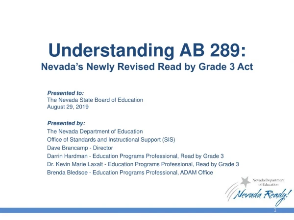Understanding AB 289: Nevada’s Newly Revised Read by Grade 3 Act