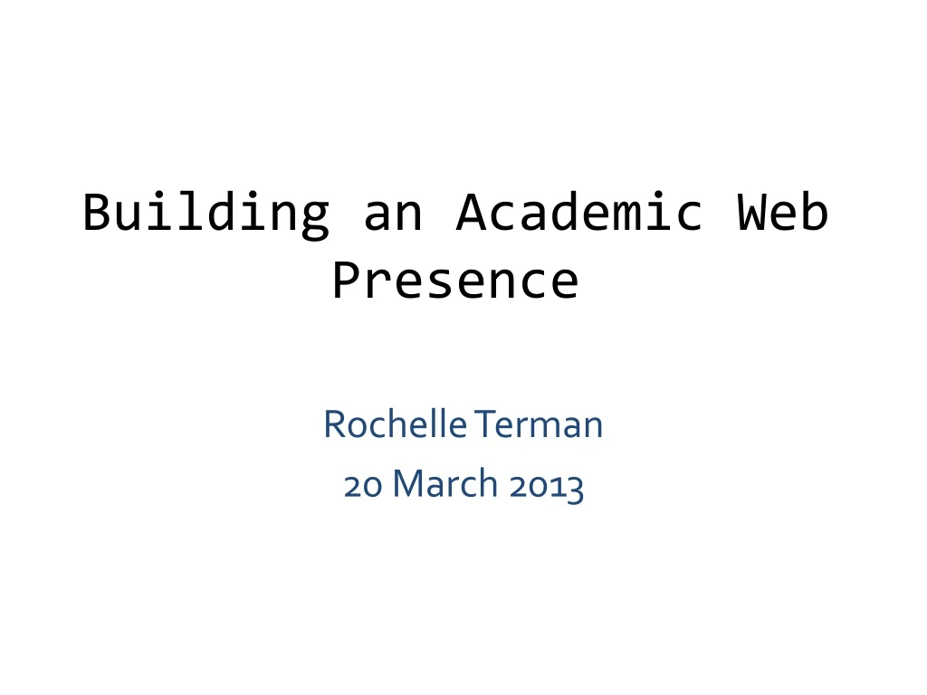 building an academic web presence