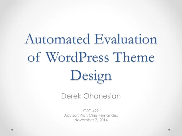 Automated Evaluation of WordPress Theme Design
