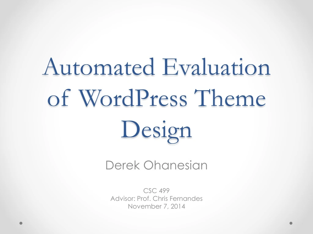 automated evaluation of wordpress theme design