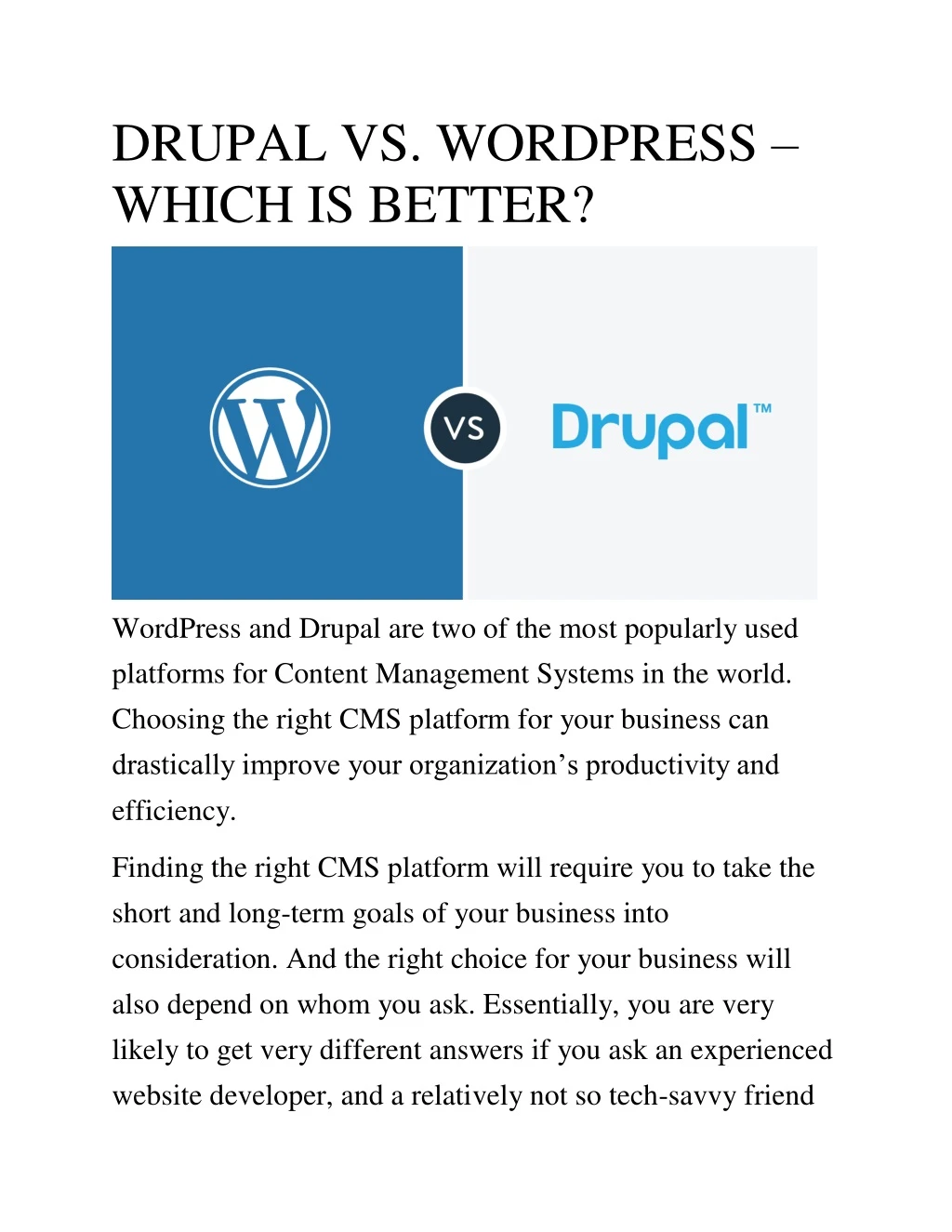 drupal vs wordpress which is better