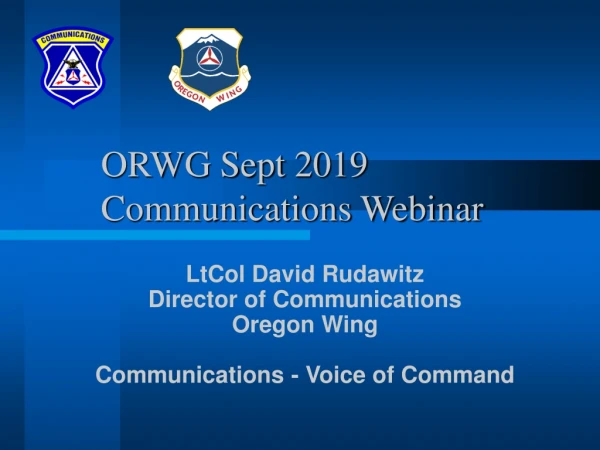 ORWG Sept 2019 Communications Webinar