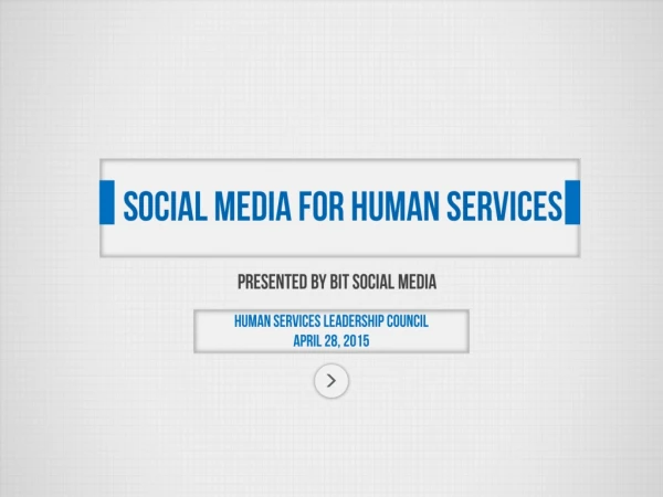 S ocial media For human services