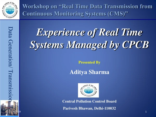 Workshop on “Real Time Data Transmission from Continuous Monitoring Systems (CMS)”