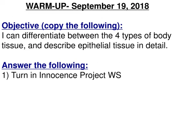 WARM-UP- September 19, 2018