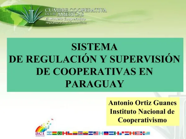 SISTEMA DE REGULACI N Y SUPERVISI N DE COOPERATIVAS EN PARAGUAY