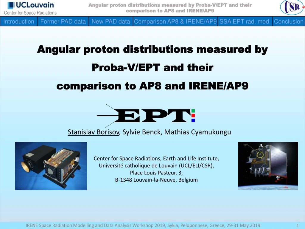angular proton distributions measured by proba