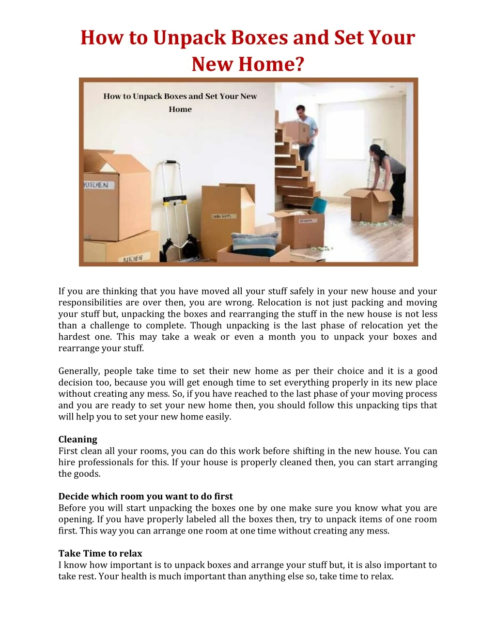 how to unpack boxes and set your new home