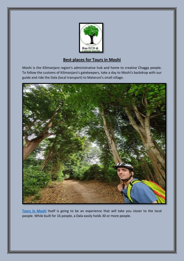 best places for tours in moshi