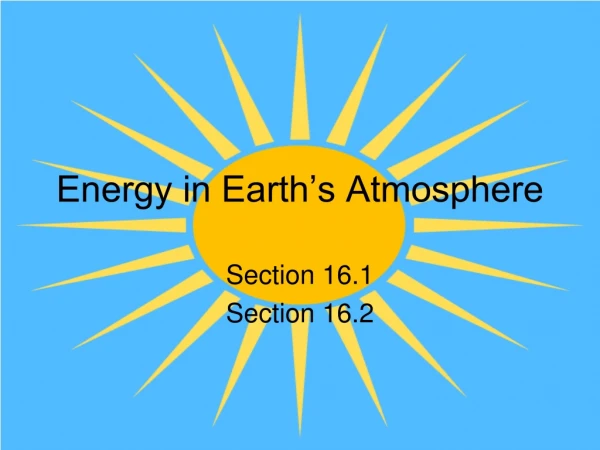 Energy in Earth’s Atmosphere
