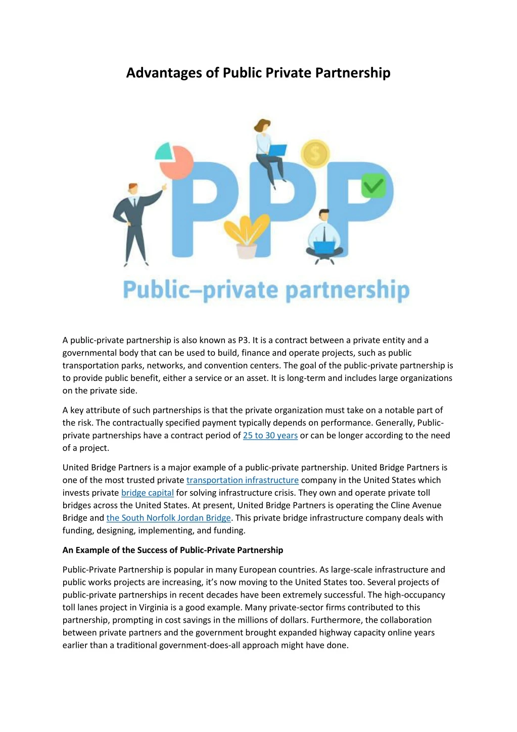 advantages of public private partnership