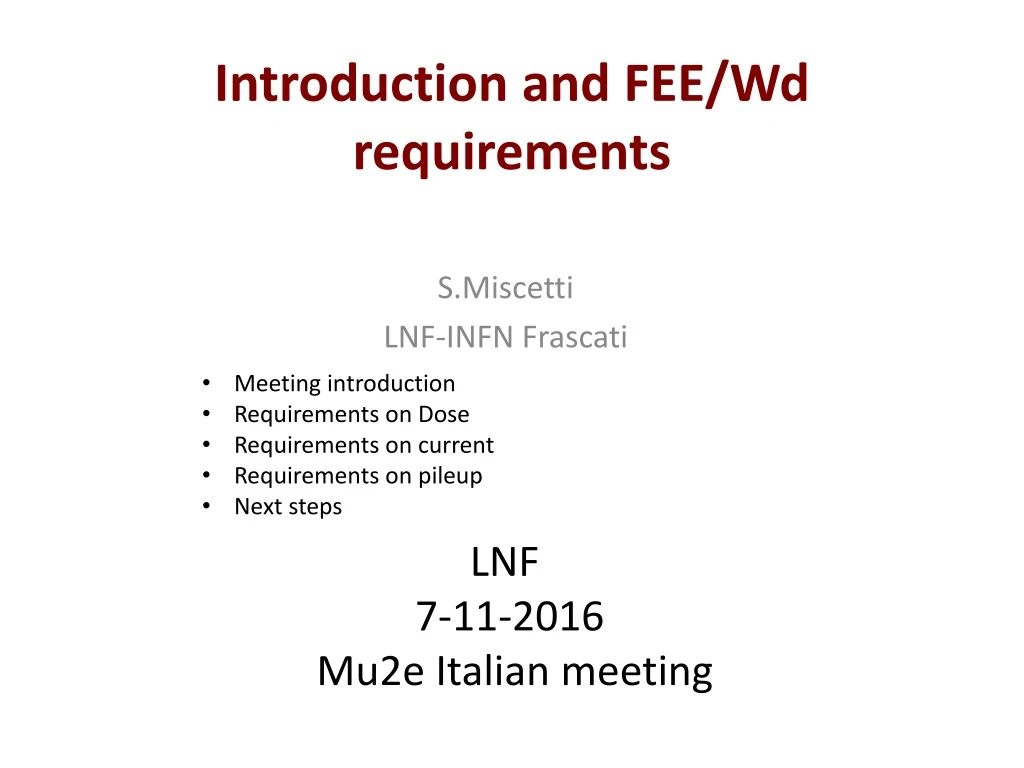introduction and fee wd requirements