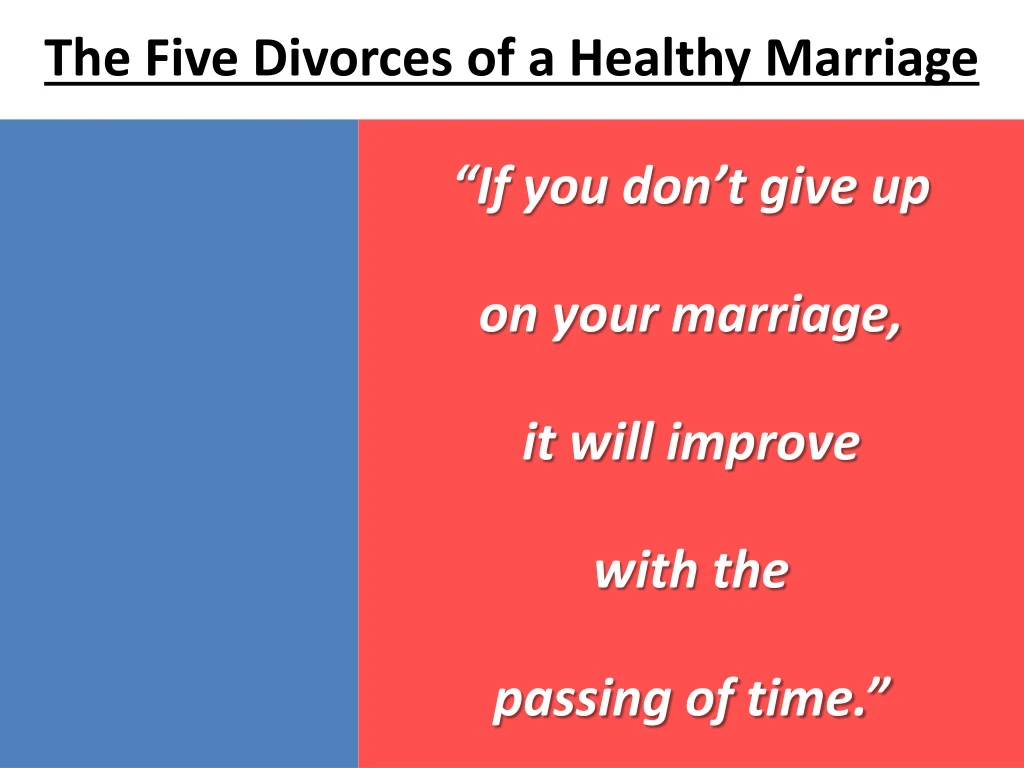 the five divorces of a healthy marriage