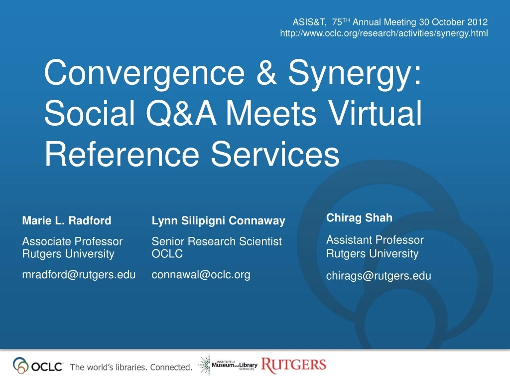 convergence synergy social q a meets virtual reference services