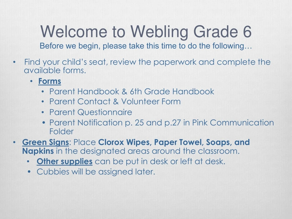 welcome to webling grade 6