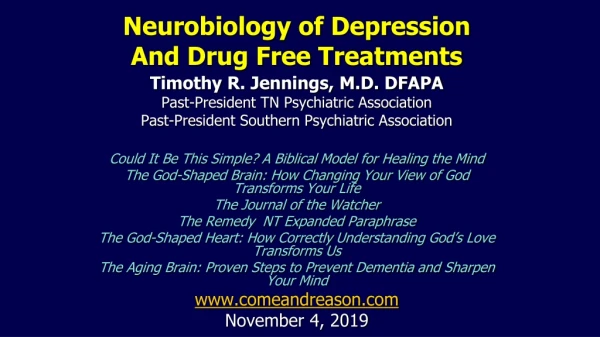 Neurobiology of Depression And Drug Free Treatments