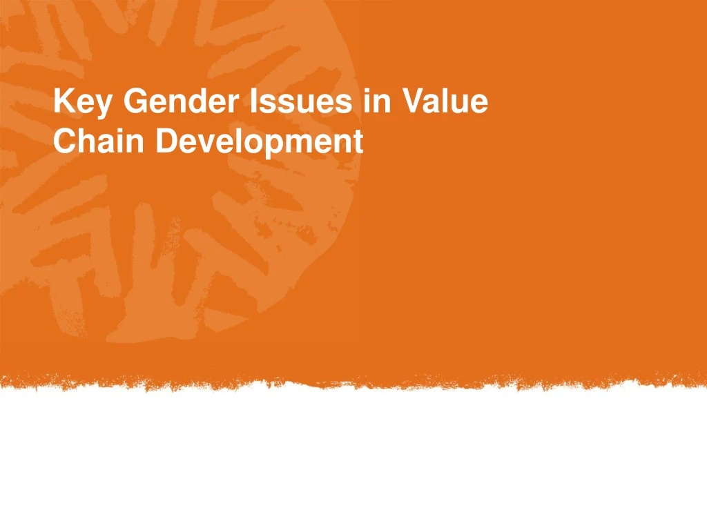 key gender issues in value chain development