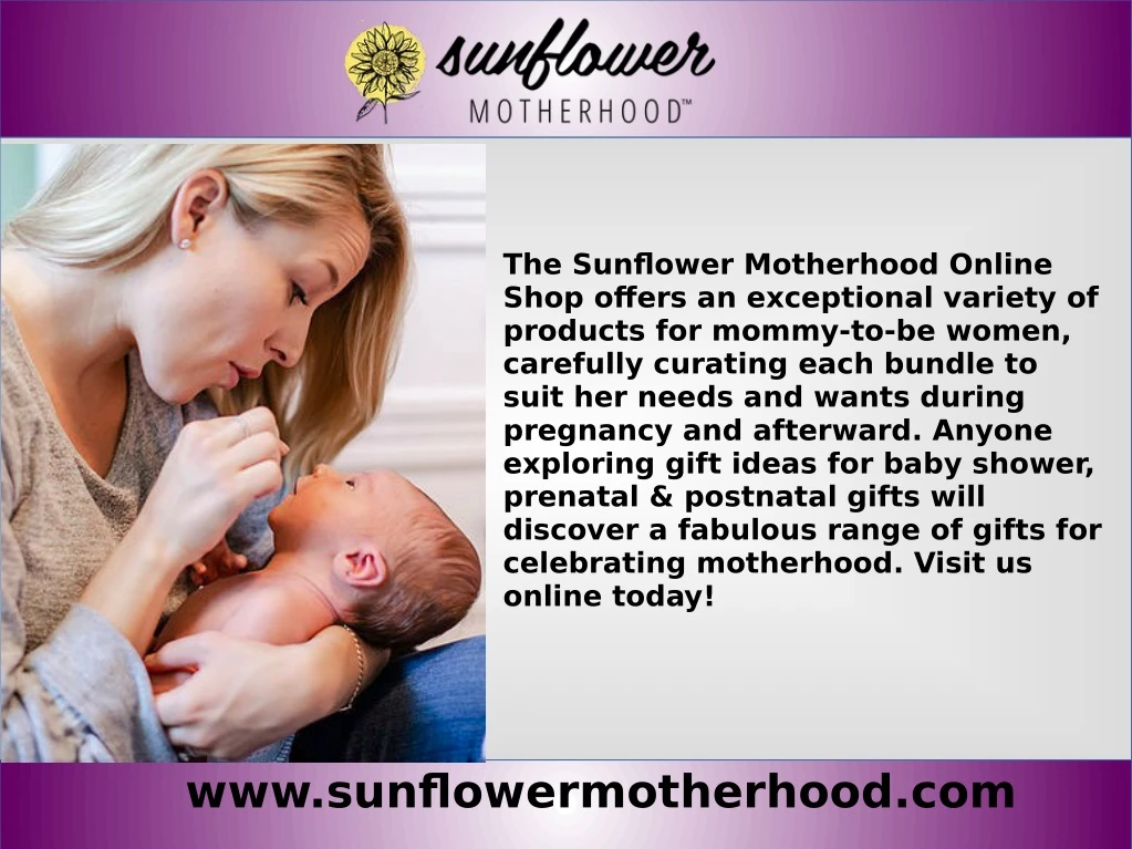 the sunflower motherhood online shop offers