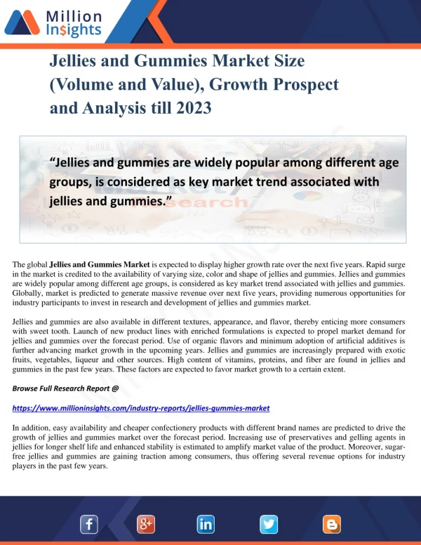 jellies and gummies market size volume and value