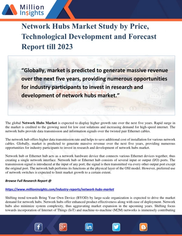 network hubs market study by price technological
