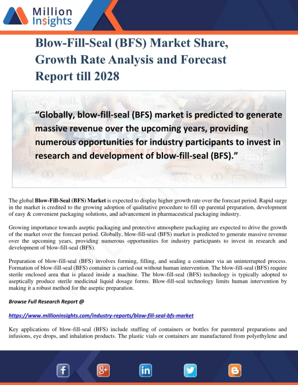 blow fill seal bfs market share growth rate