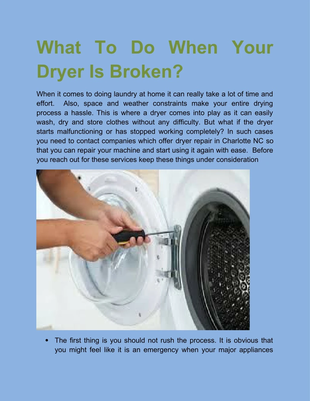 what to do when your dryer is broken