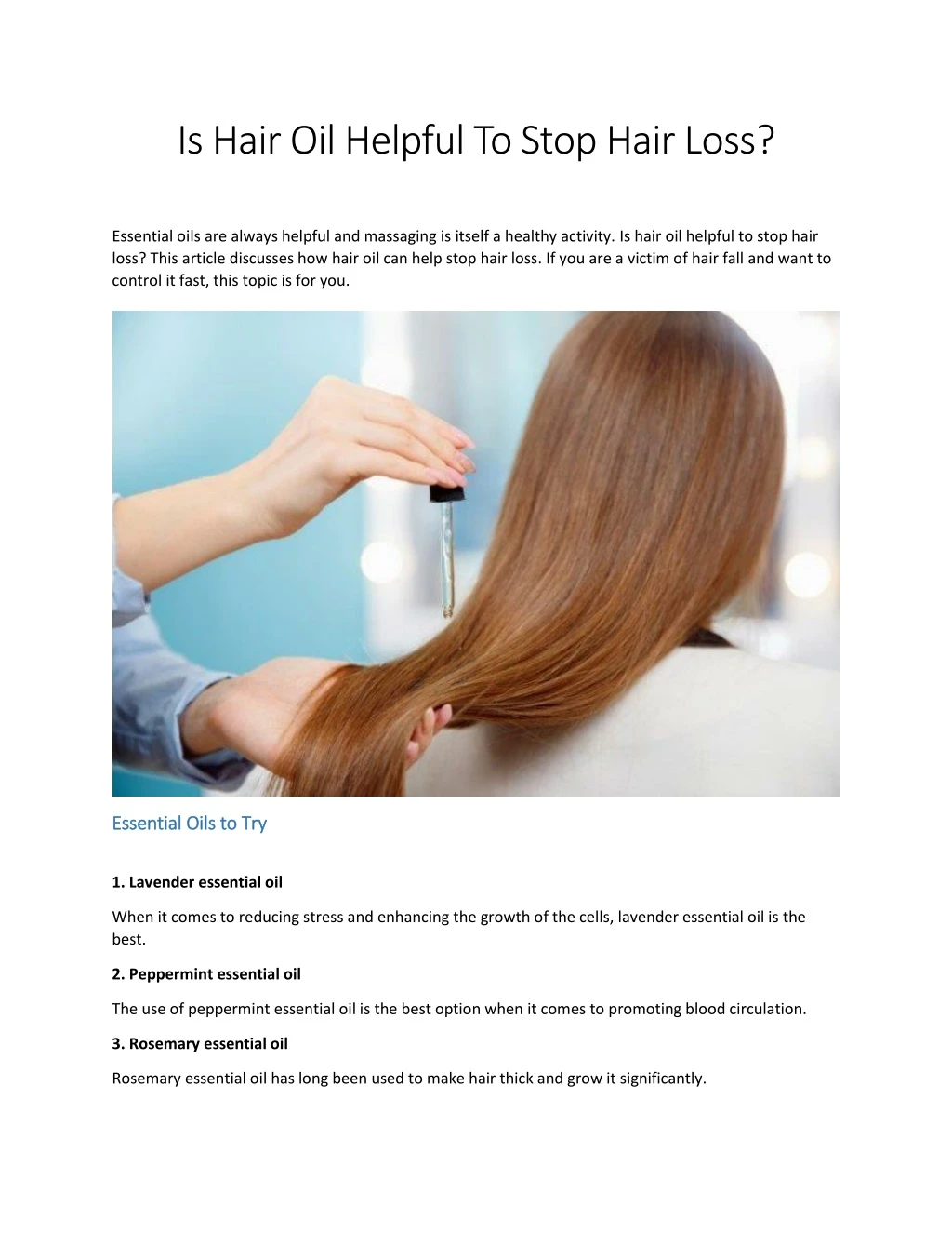 is hair oil helpful to stop hair loss