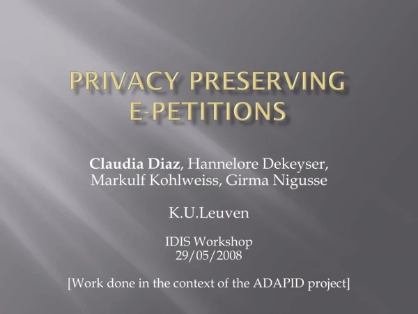 privacy preserving e-petitions