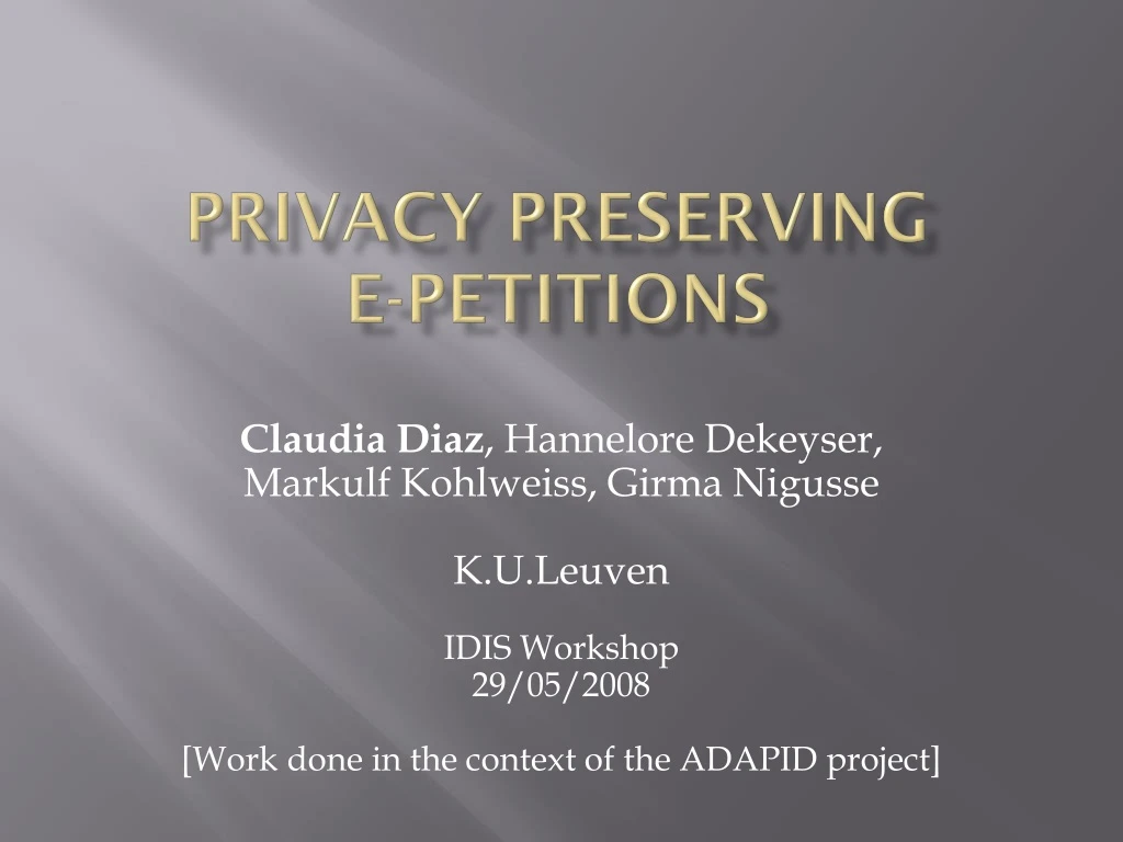 privacy preserving e petitions