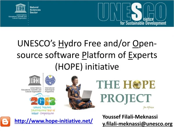 UNESCO’s H ydro Free and/or O pen-source software P latform of E xperts (HOPE) initiative