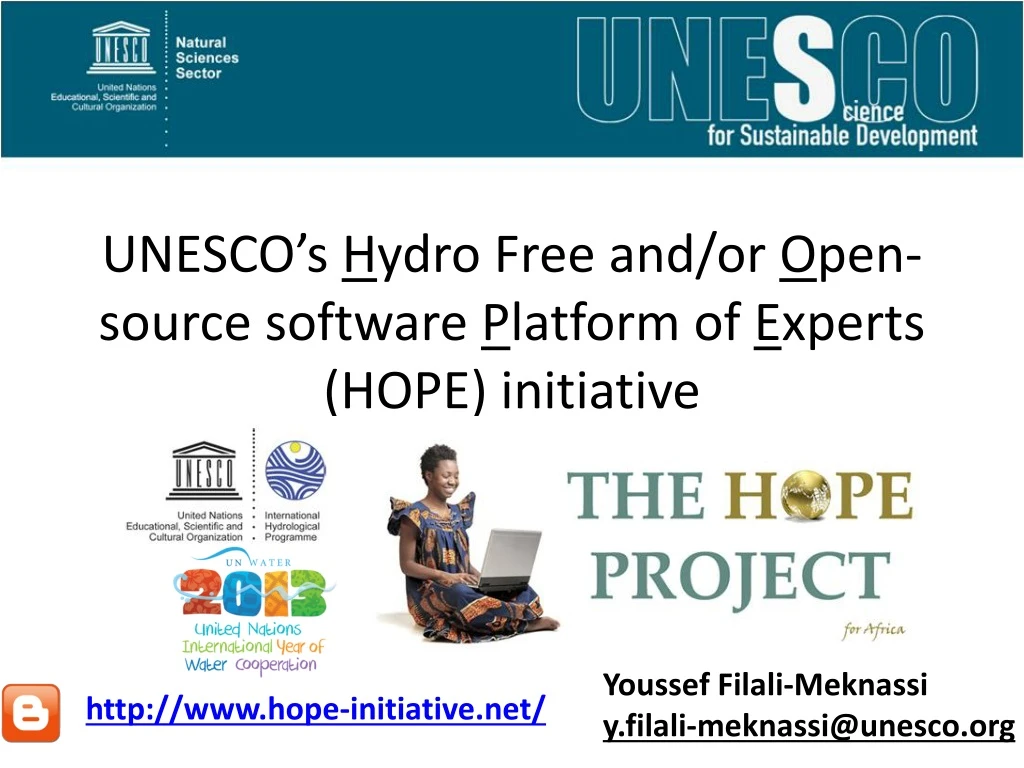 unesco s h ydro free and or o pen source software p latform of e xperts hope initiative