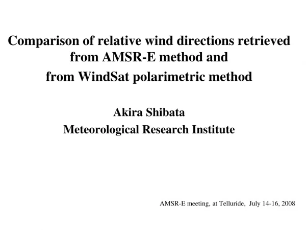 Comparison of relative wind directions retrieved from AMSR-E method and