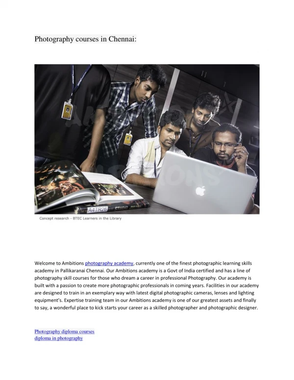 photography courses in chennai