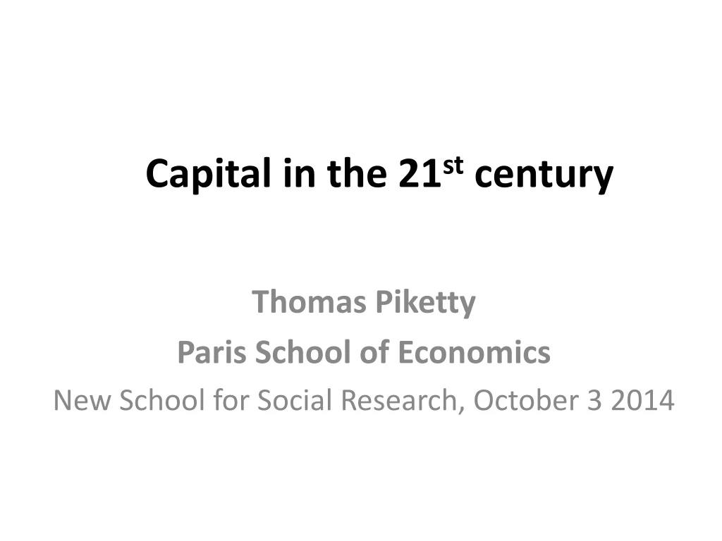 capital in the 21 st century
