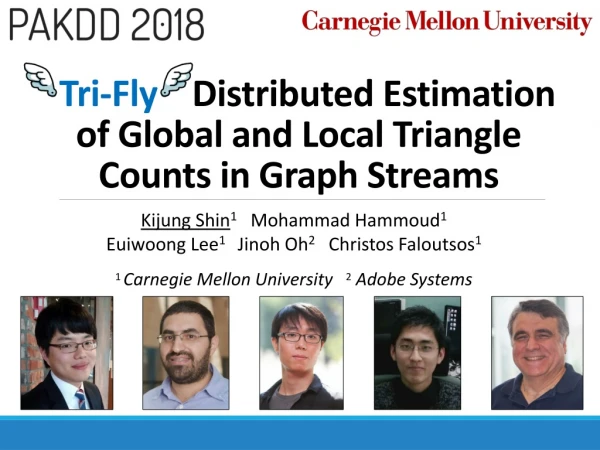 Tri-Fly Distributed Estimation of Global and Local Triangle Counts in Graph Streams