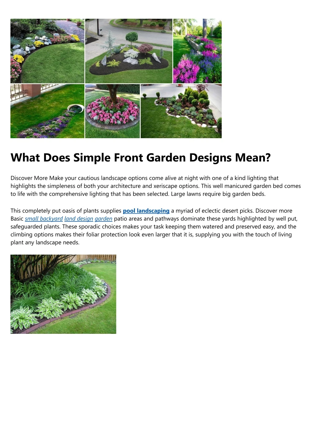 what does simple front garden designs mean